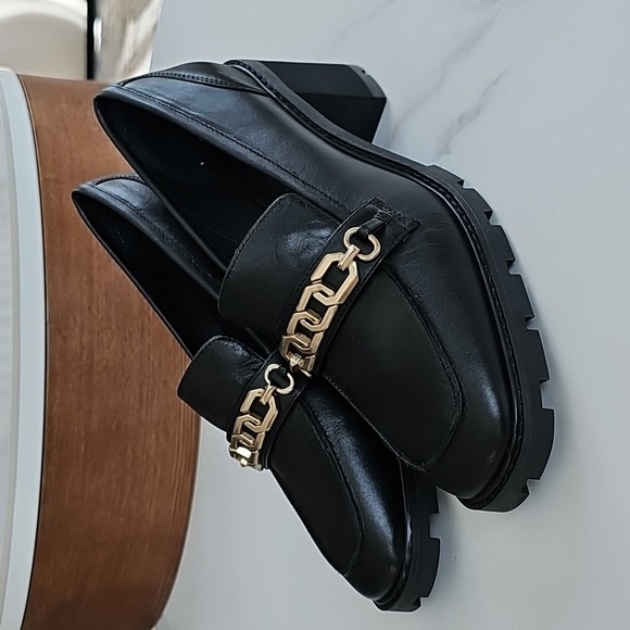 Sanctuary Shoes - Sanctuary Black Leather Chain Loafers – Size [ 11M ]